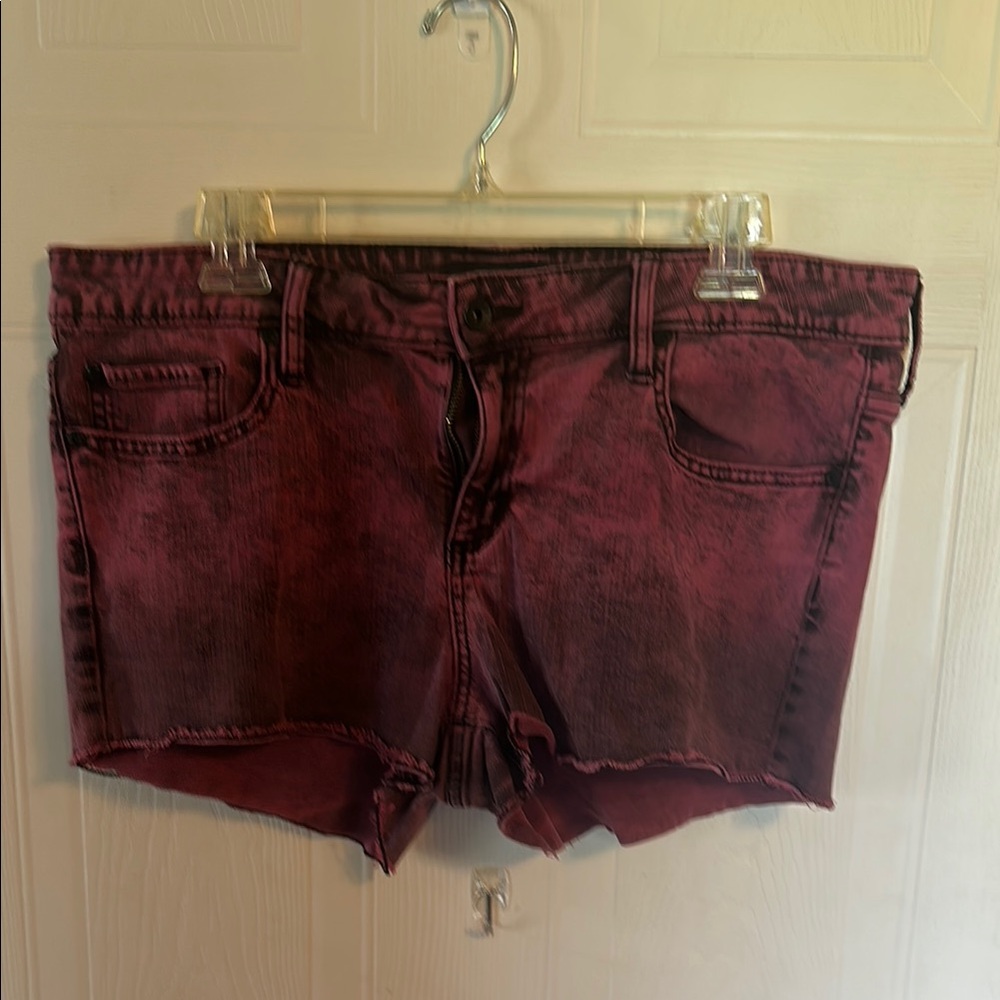 Women's Burgundy Denim Shorts